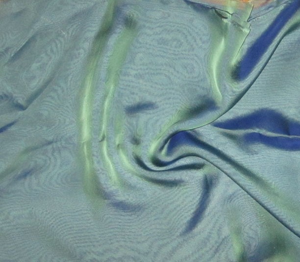 AQUA BLUE Iridescent Silk Chiffon Fabric - 1/3 Yard