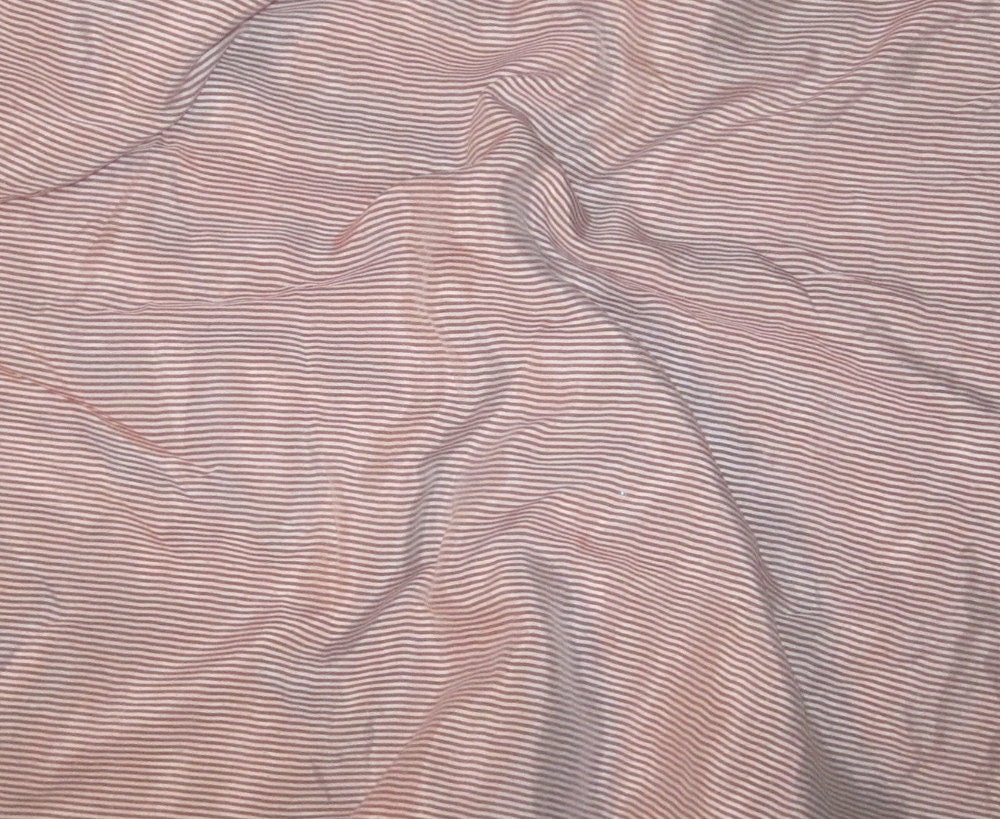 Mahogany and White STRIPE China Silk HABOTAI Fabric - 1 Yard