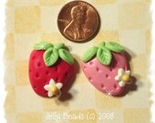 M2MG Sweet Flatback Strawberry Polymer Clay Bead/Hairbow Center/Charm set