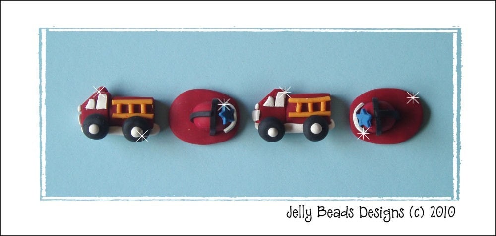 Fire Truck polymer clay bead/charm/hairbow center