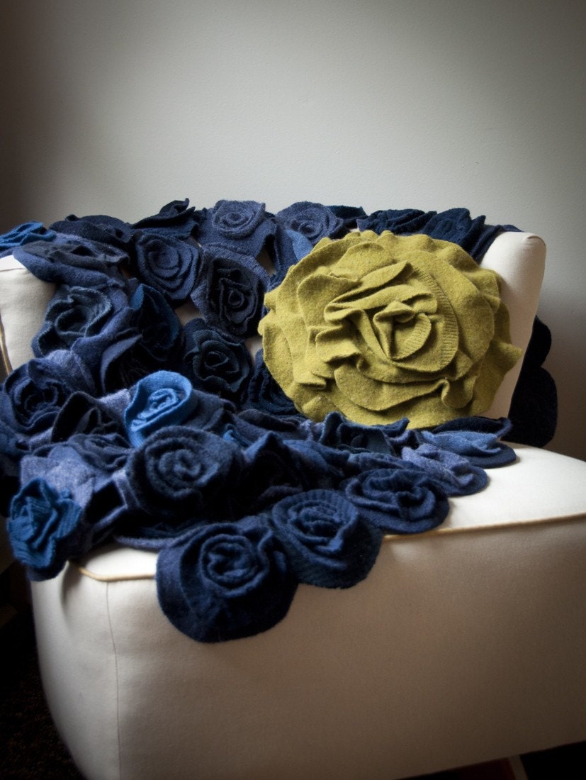 Custom color ruffle rose pillow LARGE - as seen on Daily Candy