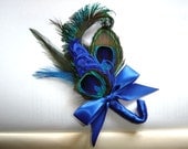 Custom made to order - Pretty Peacock Boutonniere