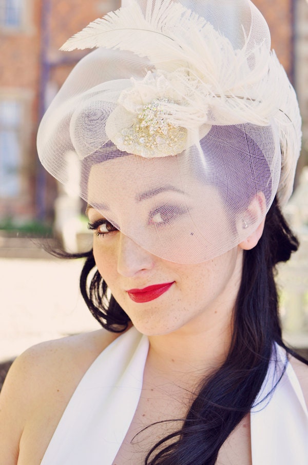 L'AMANTE - Vintage inspired bridal hat headdress WEDDING fascinator