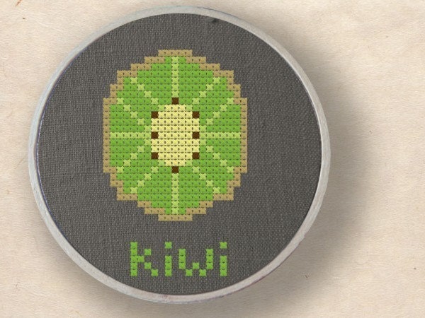 Half Kiwi. Fruit Cross Stitch PDF Pattern