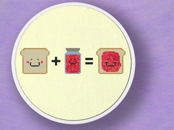 Toast plus Jam equals. Cross Stitch PDF Patterns