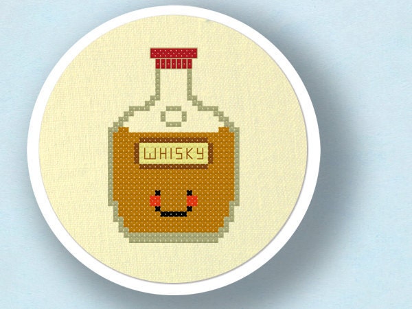 Happy Whisky Bottle. Cross Stitch Pattern PDF File