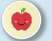 Happy Red Apple. Cross Stitch Pattern. PDF File