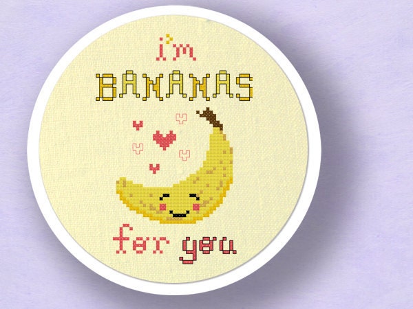 I'm BANANAS for You. Cute Fruit Pun Cross Stitch PDF Pattern