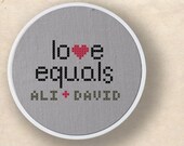 Love Equals. Personalized Cross Stitch Pattern PDF File