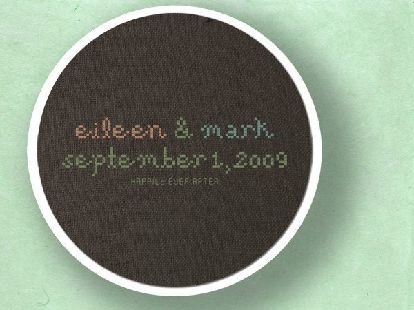 Marriage. Couple Personalizable Custom Cross Stitch Pattern. PDF File