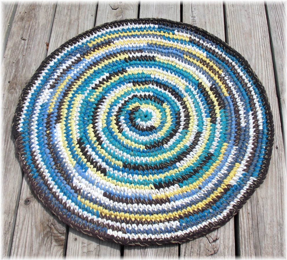 Round Rag Rug Multi Color 29 Inches