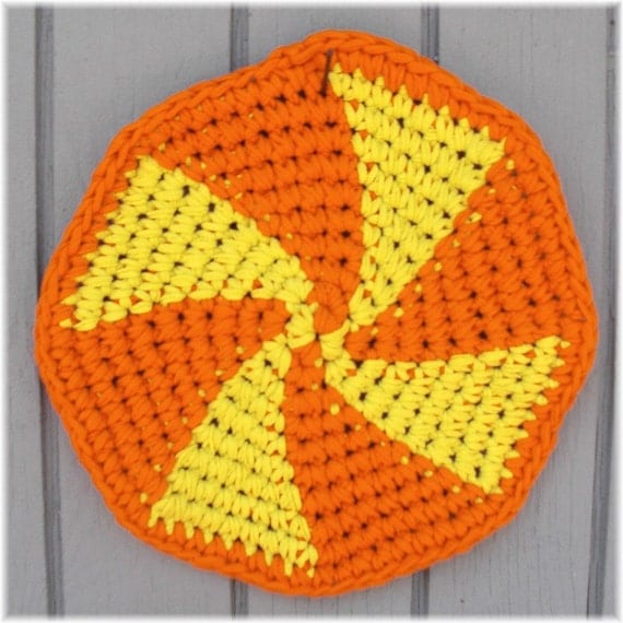 Pinwheel Hot Pad Orange & Yellow from  Recycled Fabrics On Sale