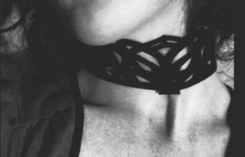 Gothic Choker Black Leather Filigree Collar Art Nouveau Necklace