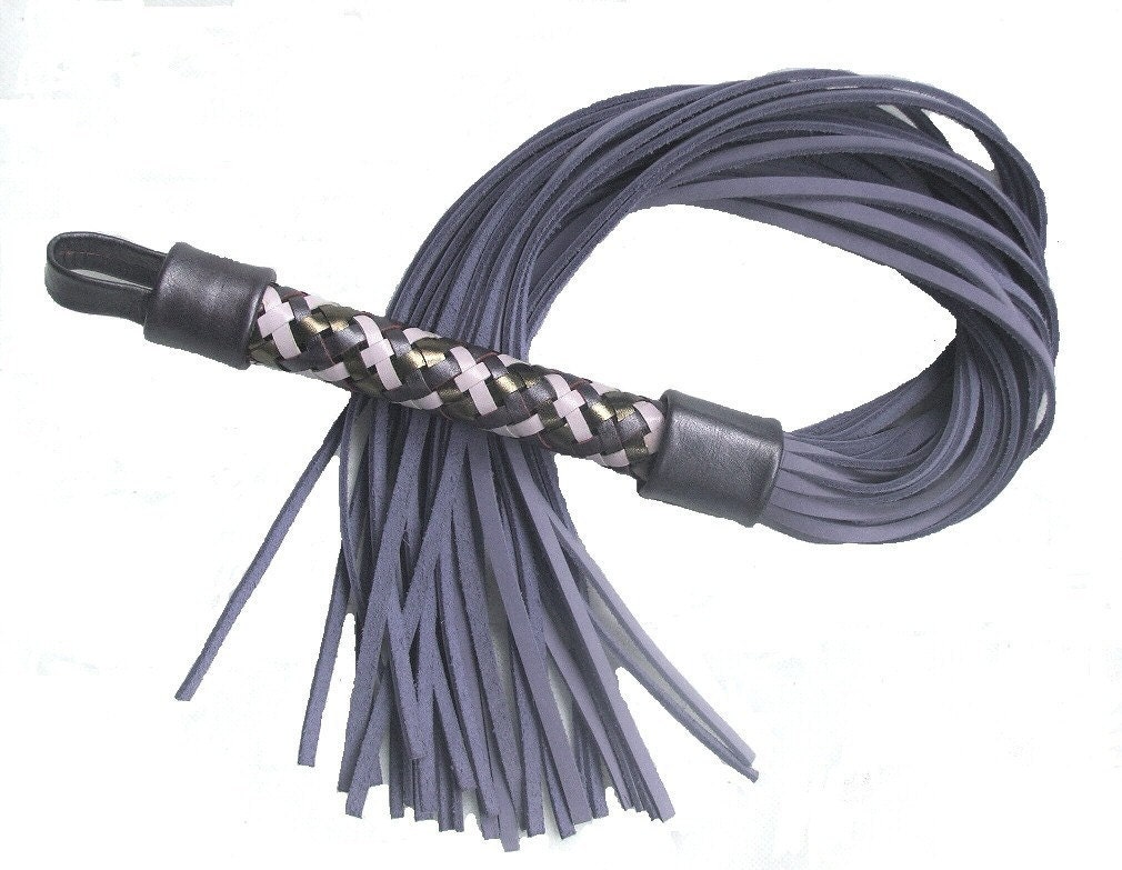 Purple Leather Whip Flogger,  BDSM fetish bondage