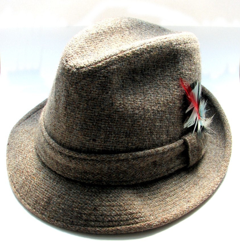 Vintage Tweed Fedora Hat for Irish Country Gentleman by Bohemienne