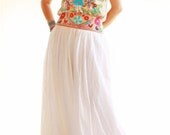 Nature Lover embroidered Goddess Mexican Fiesta wedding dress Serena slip Dress Peacock Top UPS