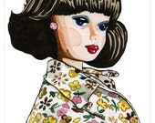 Blue Headband Barbie 8x10 Watercolor Print