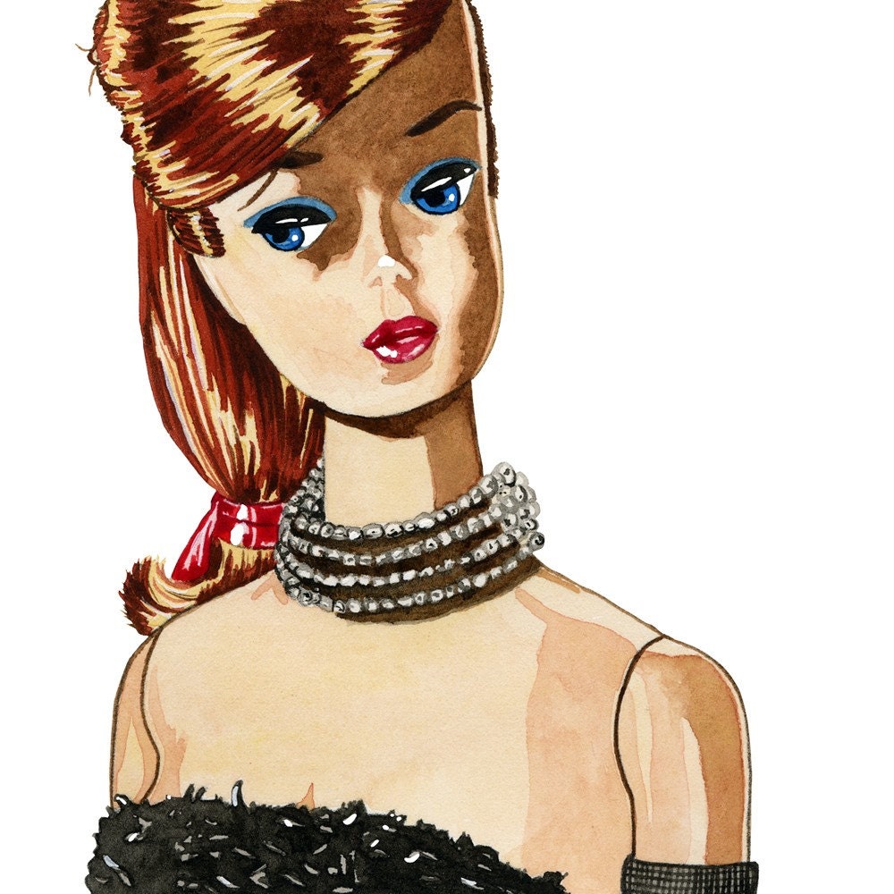 Pearl Necklace Barbie Square Print