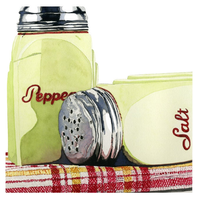 Salt & Pepper Watercolor 8x8 Print