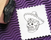 Calavera Skull Day of the Dead Rubber Stamp  - Handmade by Blossom Stamps
