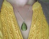 Green Glass Teardrop Necklace Spring Fashion