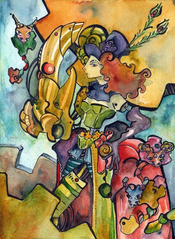 The Clockwork Queen Steampunk Illustration of by JenTheTracy