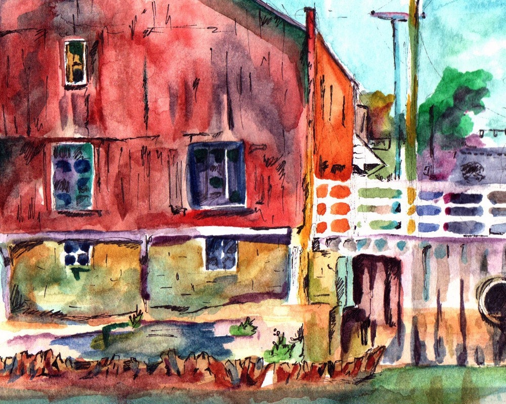 Original Watercolor and Ink Painting - Always Changing - Landscape Painting of River