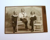 Vintage Siblings Studio Photograph Children Cabinet Card