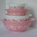 Vintage Pyrex Gooseberry Pink Cinderella Bowl Set