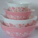 Vintage Pyrex Gooseberry Pink Cinderella Bowl Set