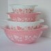 Vintage Pyrex Gooseberry Pink Cinderella Bowl Set