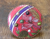 Big beady blossom brooch. Reclaimed tins. Handmade.