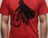 Darth Vader is Riding It - Mens t shirt / Unisex t shirt printed with ECO ink (Star Wars  Darth Vader bike t shirt)