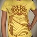 Samurai Owl - Organic Cotton Womens t shirt printed with ECO ink ( Owl t shirt )