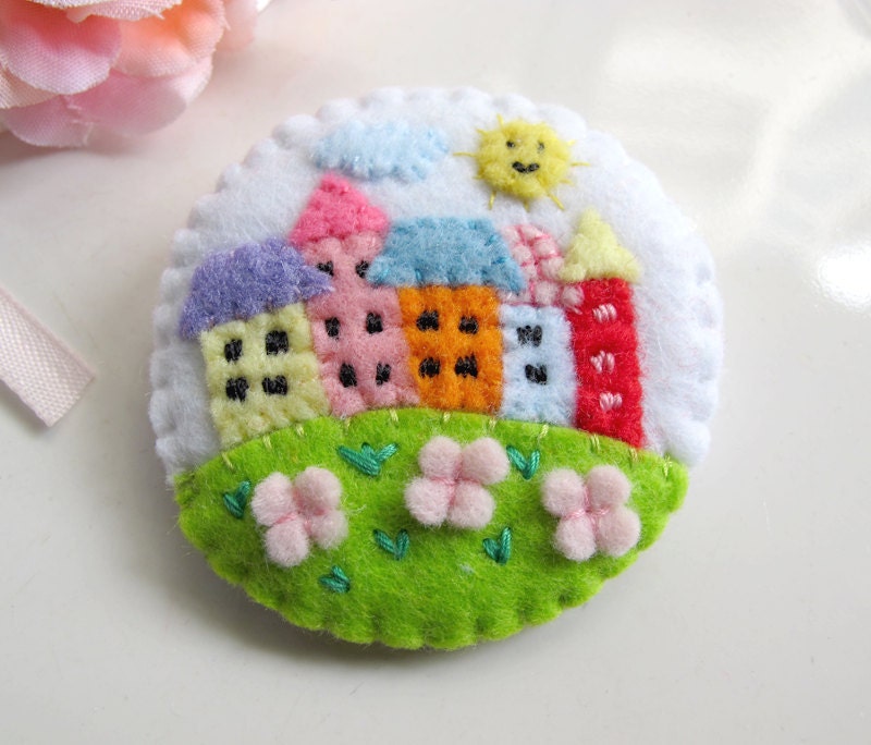 My Little Cute Colorful Neighbour Houses Brooch Pin 2
