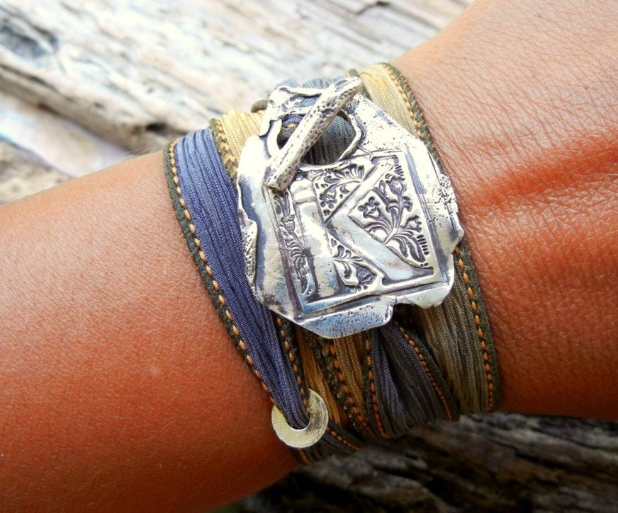Monogram Bracelet, Initial Jewelry, Letter Bracelet, Silk Ribbon Wrap Bracelet A B C D E F G H I J K L M N O P Q R S T U V X Y Z, Pick Color