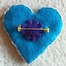 Freeform embroidery bright floral Heart brooch