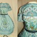 1950's Blue VICTORIAN SCENE Novelty Print Cotton Day Dress Vintage 50's Romantic Scenic French Toile Roses Couture Wedding Party Dress LG