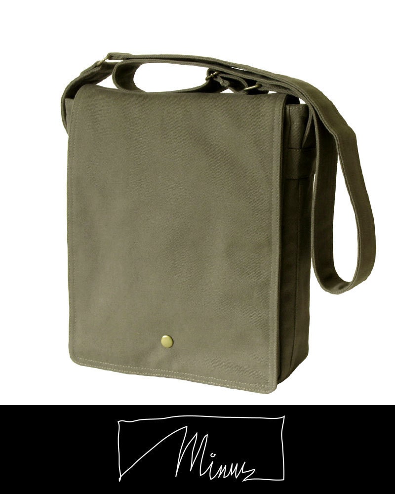 Italian Twill Messenger Bag, Shoulder Bag, Cross Body, Laptop Bag - Fern