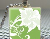 Pendant LOVELY - Necklace Charm handmade with Scrabble Wood Tile ... Jewelry Art by Pieces Of Me Pendants