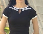 Clavicle lace pearl top