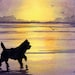 CAIRN TERRIER SUNSET Dog Signed Watercolor Fine Art Print by Artist D J Rogers