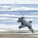 BLACK POODLE At The BEACH Dog Watercolor Art Print Signed by Artist D J Rogers