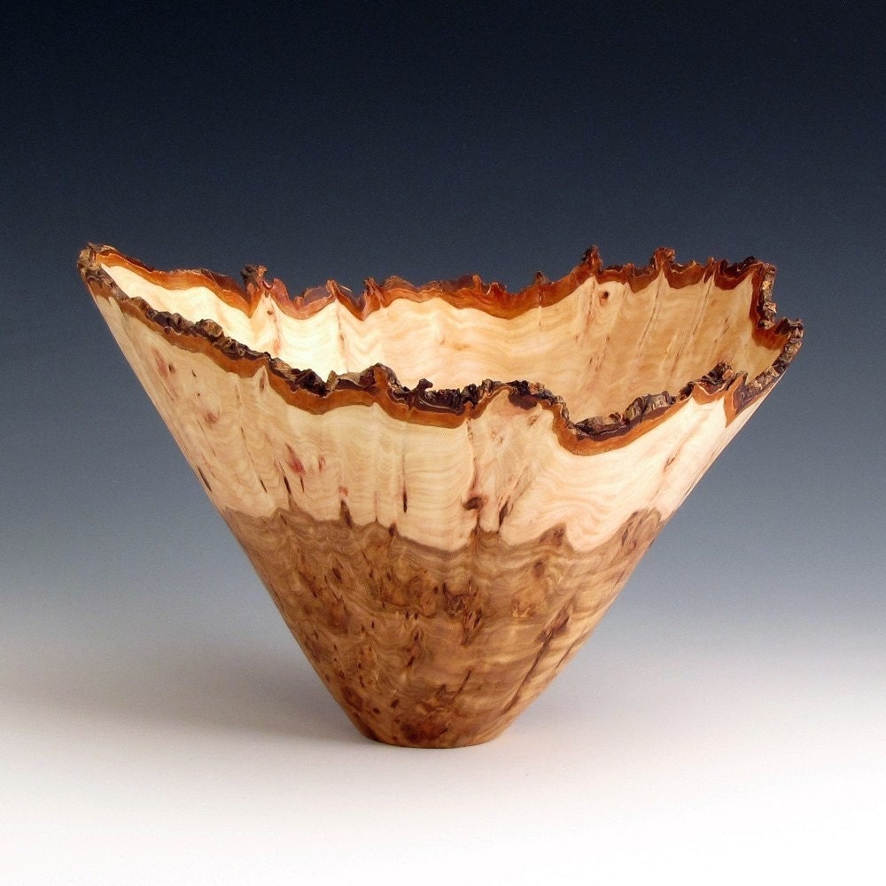 Elm Burl Wood Turned Bowl