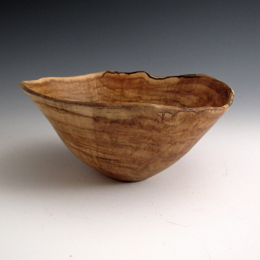 Natural Edge Maple Burl Hand Turned Wood Bowl