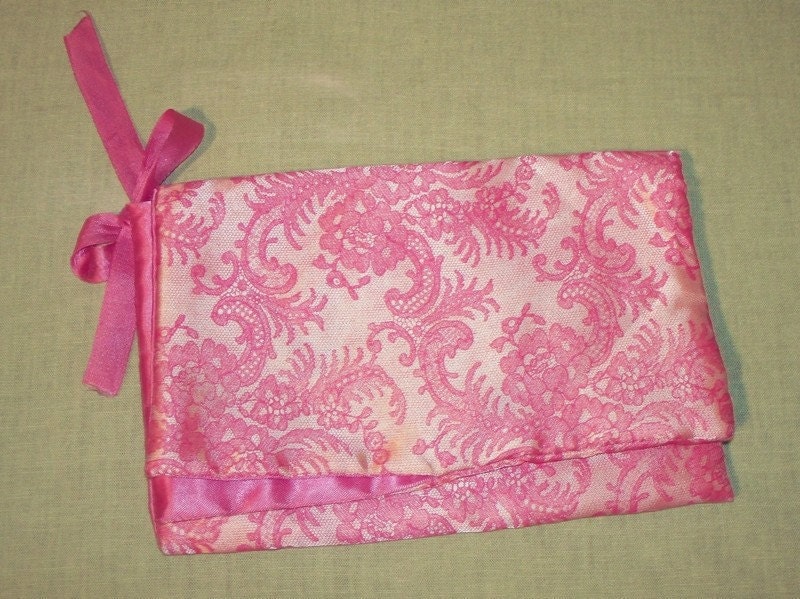 Shocking Pink Lace print Schiaparelli Lingerie or Stocking Bag