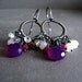 Chalcedony, Moonstone, Ruby & Silver Earrings -Hanging Gardens- FREE SHIPPING