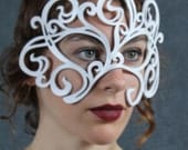 Swirly Leather Mask in White