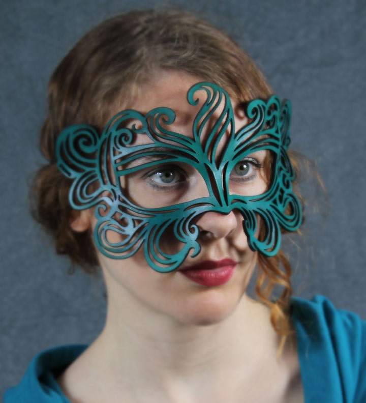 Muse leather mask in teal