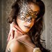 Half mask in black leather "Roxy"